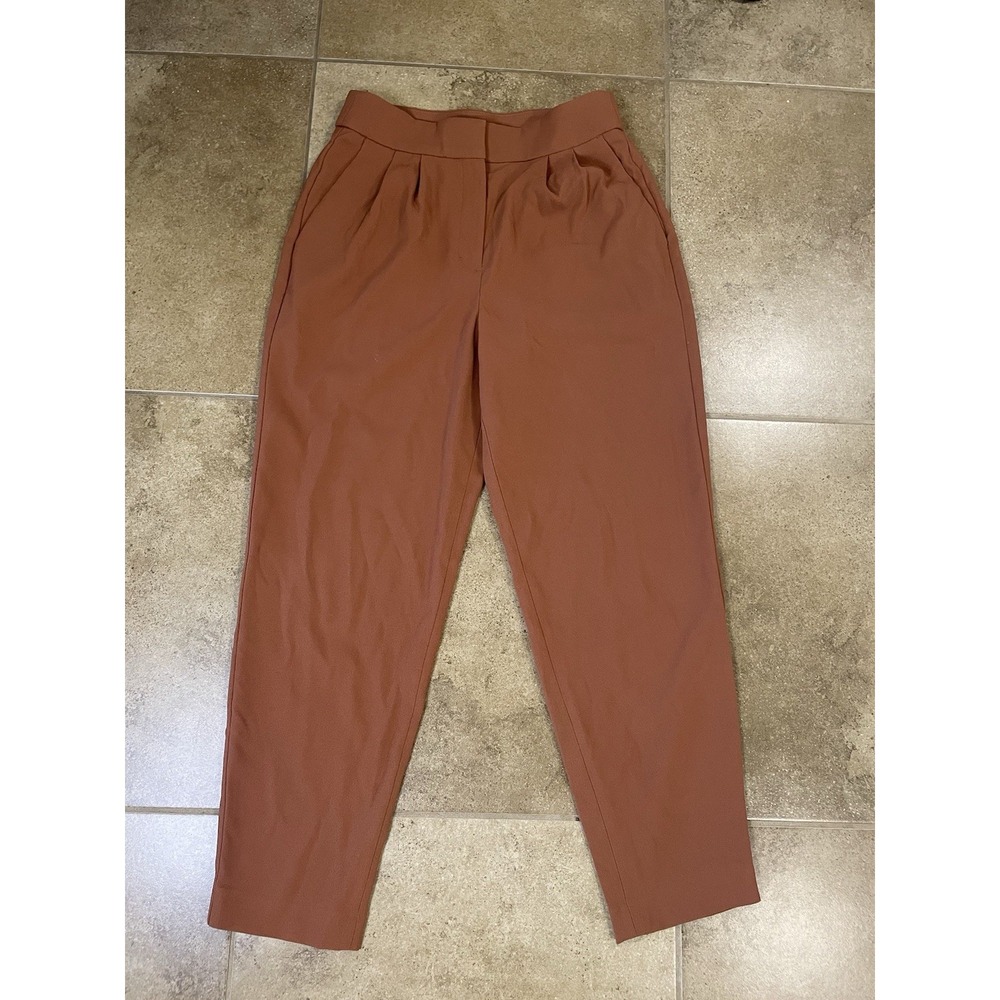 Express Womens Sz 4 Dusty Brown Stylist Super High Rise Pants Tapered Pleated